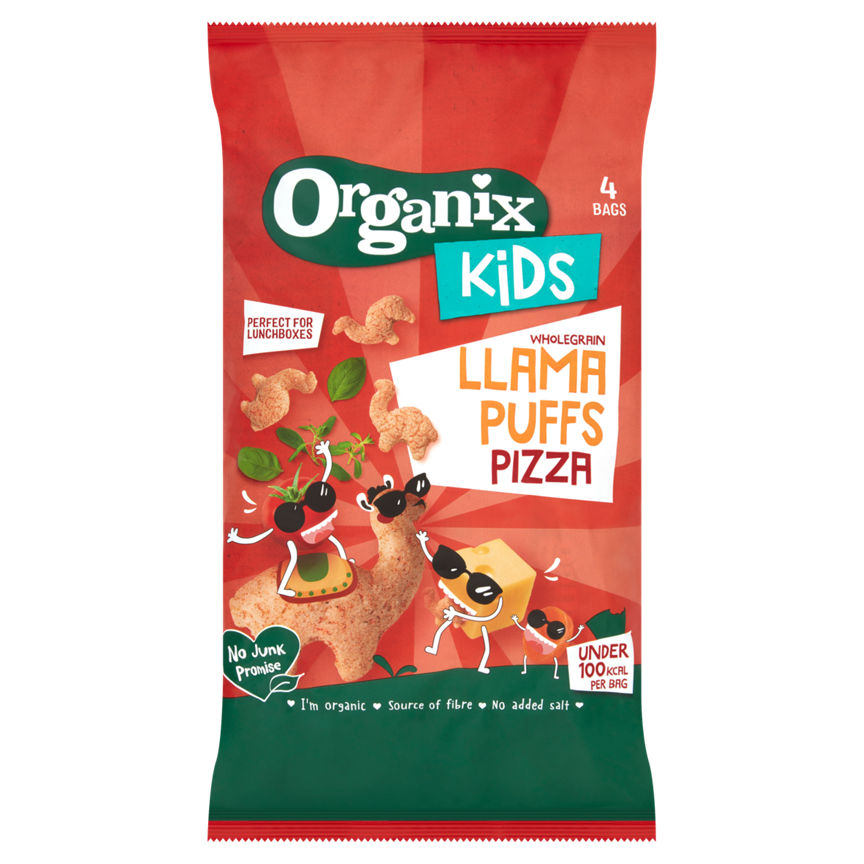 Organix KIDS Pizza Wholegrain Organic Llama Puffs Multipack 4x