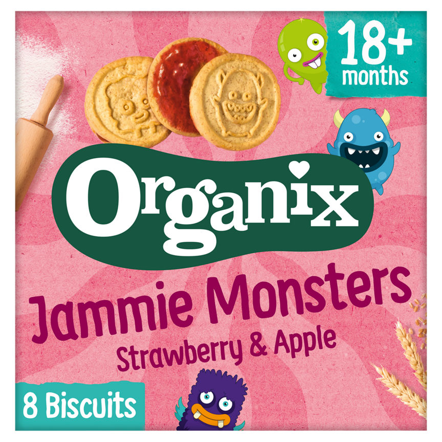 Organix Jammie Monsters Organic Jam Toddler Snack Biscuits Multipack 8x8g GOODS ASDA   