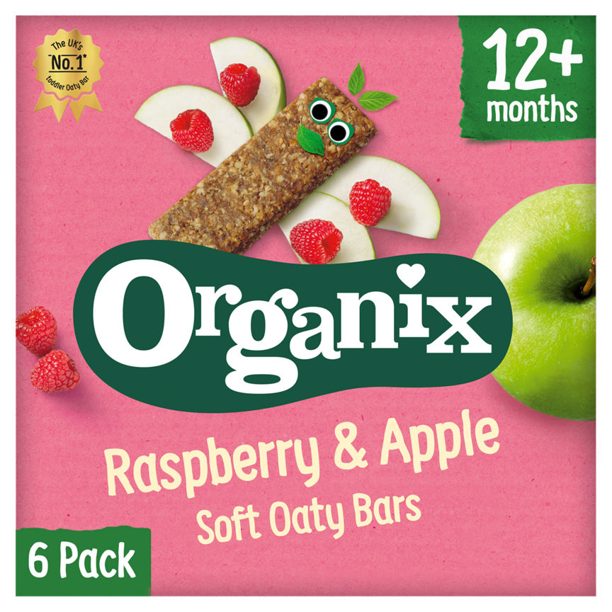 Organix Raspberry & Apple Organic Soft Oat Snack Bars Multipack 6x30g Baby Food ASDA   