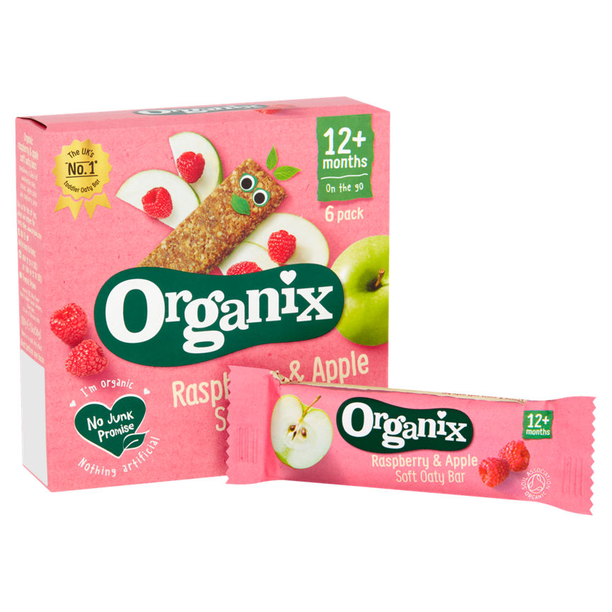 Organix Raspberry & Apple Organic Soft Oat Snack Bars Multipack 6x30g Baby Food ASDA   