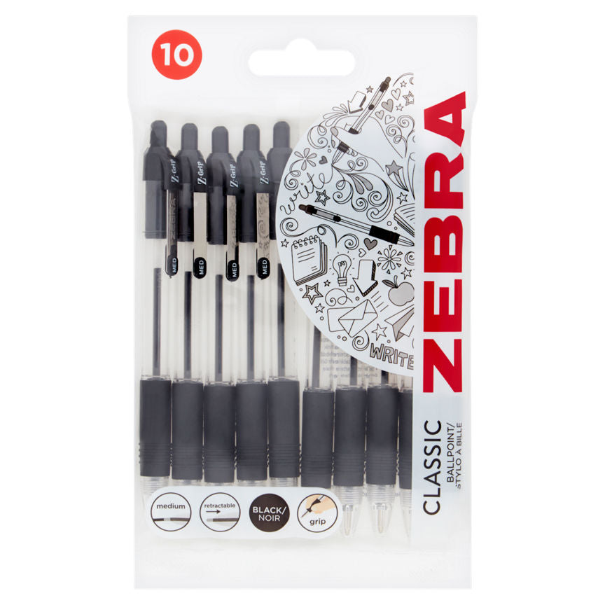 Zebra Z-Grip Black Ballpoint Pens