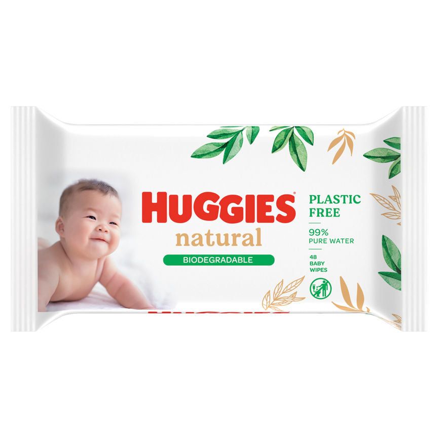 Huggies Baby Wipes Natural Biodegradable Single 48 Wipes