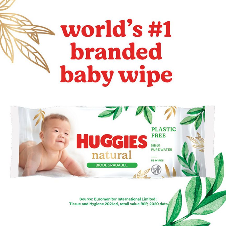 Huggies Baby Wipes Natural Biodegradable Single 48 Wipes