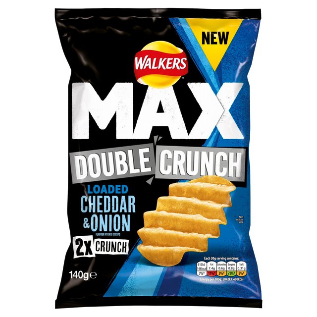 Walkers Max Double Crunch Cheddar & Onion Sharing Crisps