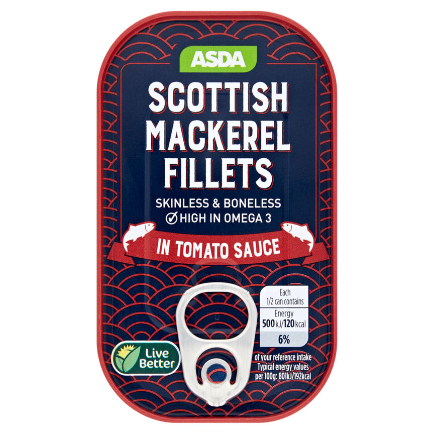 ASDA Scottish Mackerel Fillets in Tomato Sauce Canned & Packaged Food ASDA   