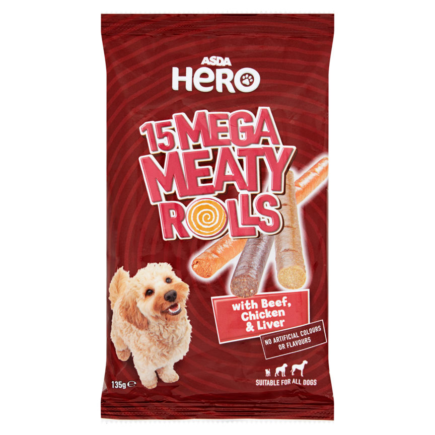 ASDA Hero Meaty Rolls with Chicken Beef & Liver 15 Pack