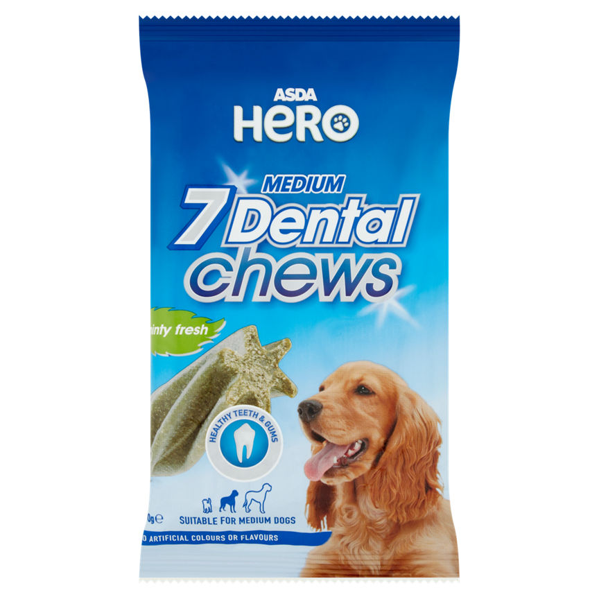 ASDA Hero Minty Dental Sticks for Medium Dogs 7 Pack Dog Food & Accessories ASDA   