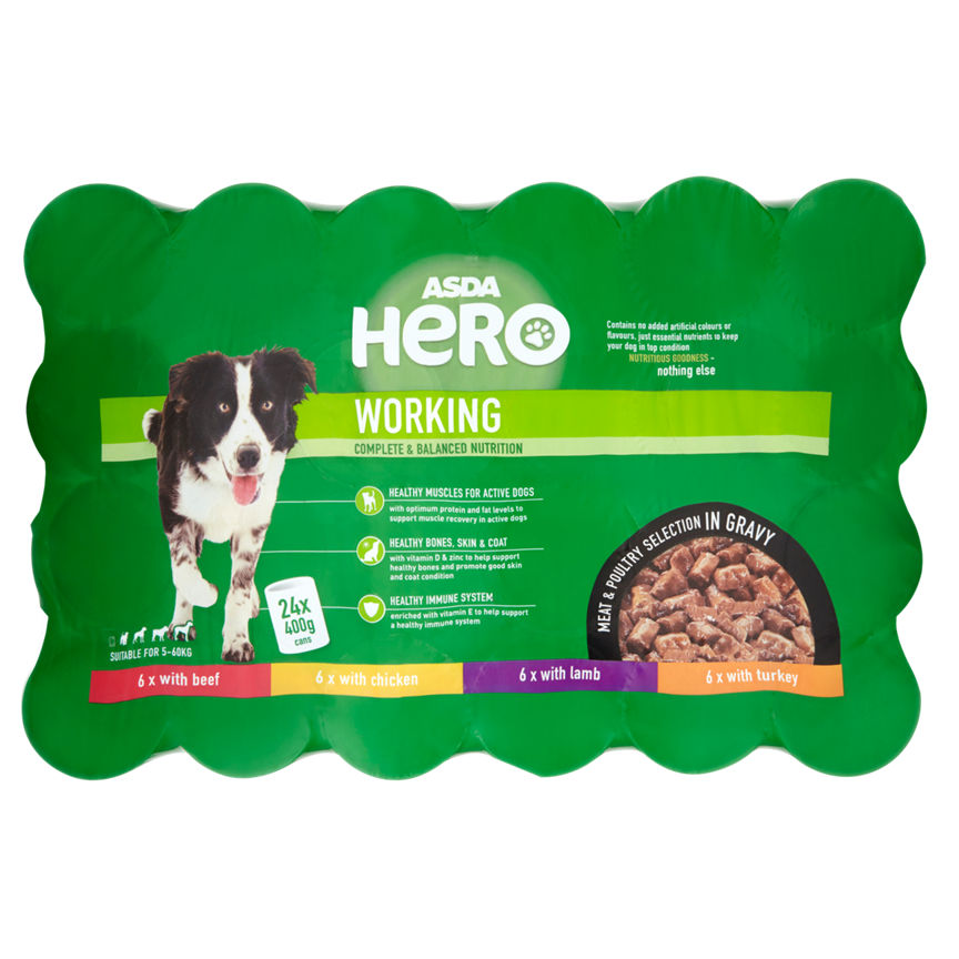 ASDA Hero Meat & Poultry Selection in Gravy Adult Dog Food Tins