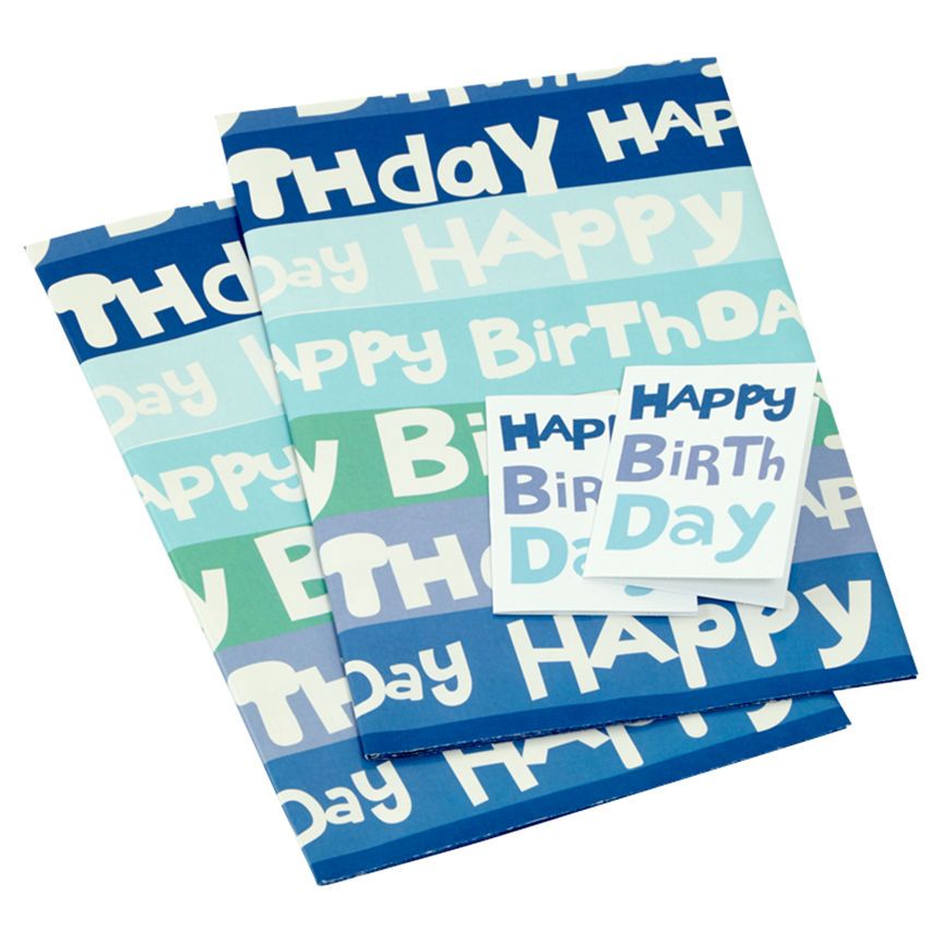 George Home Happy Birthday Blue Flat Gift Wrap & Gift Tags