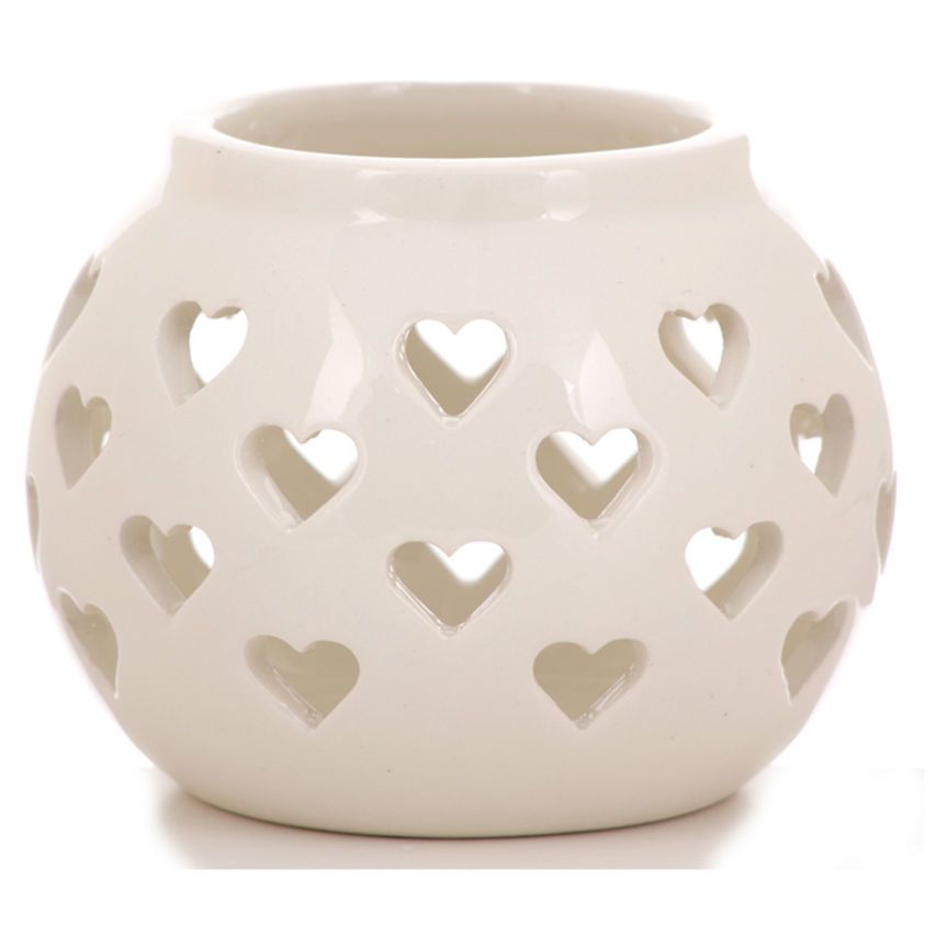 George Home Cream Cut Out Heart Tealight Holder