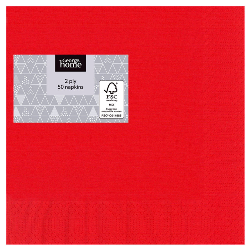 George Home Red 2-Ply Paper Napkins General Household ASDA   