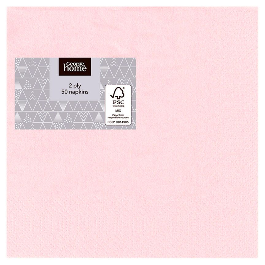 George Home Baby Pink 2-Ply Paper Napkins General Household ASDA   