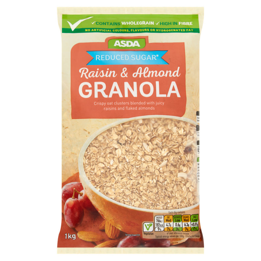 ASDA Reduced Sugar Raisin & Almond Granola Cereals ASDA   