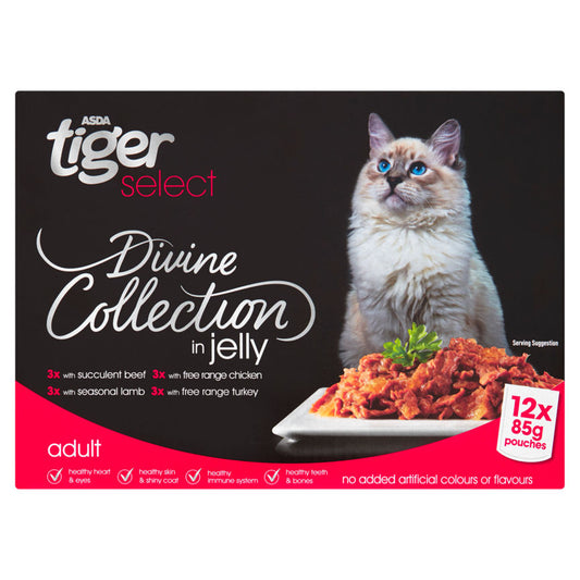 ASDA Tiger Select Divine Collection in Jelly Adult Cat Pouches Cat Food & Accessories ASDA   