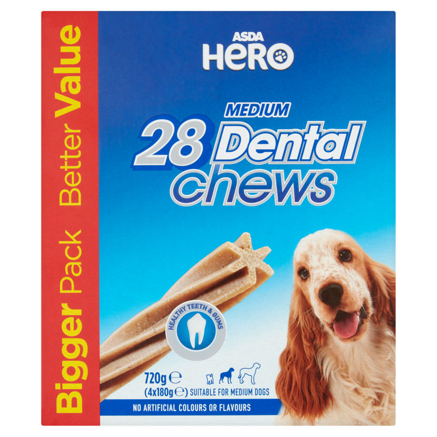 ASDA Hero Medium Dental Chews with Pumice Blend 28 Pack