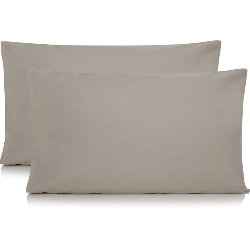 George Home Grey Percale 100% Cotton Pillowcase Pair - McGrocer