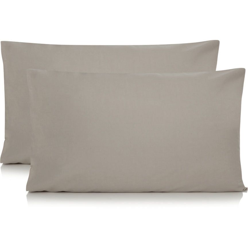 George Home Grey Percale 100% Cotton Pillowcase Pair