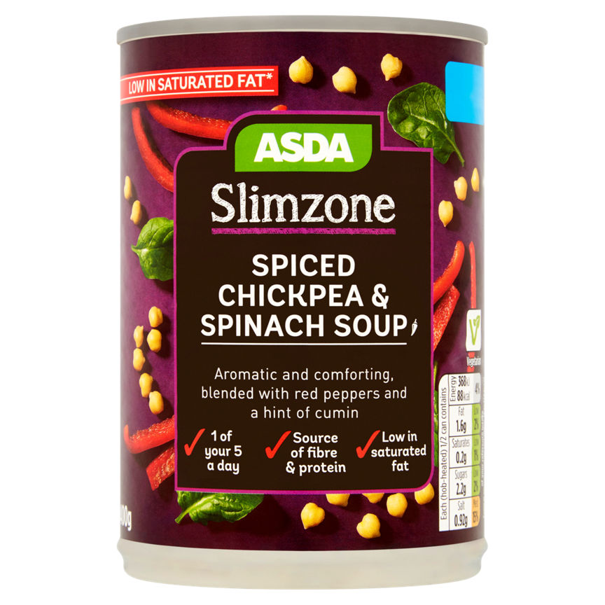 ASDA Slimzone Spiced Chickpea & Spinach Soup Canned & Packaged Food ASDA   