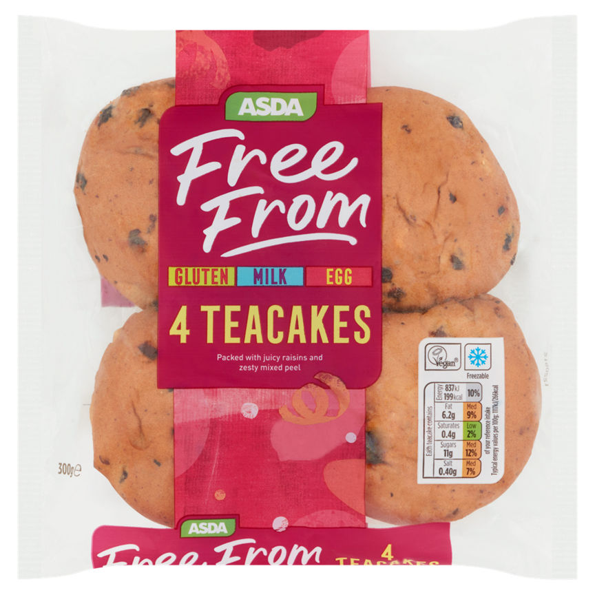 ASDA Free From 4 Teacakes