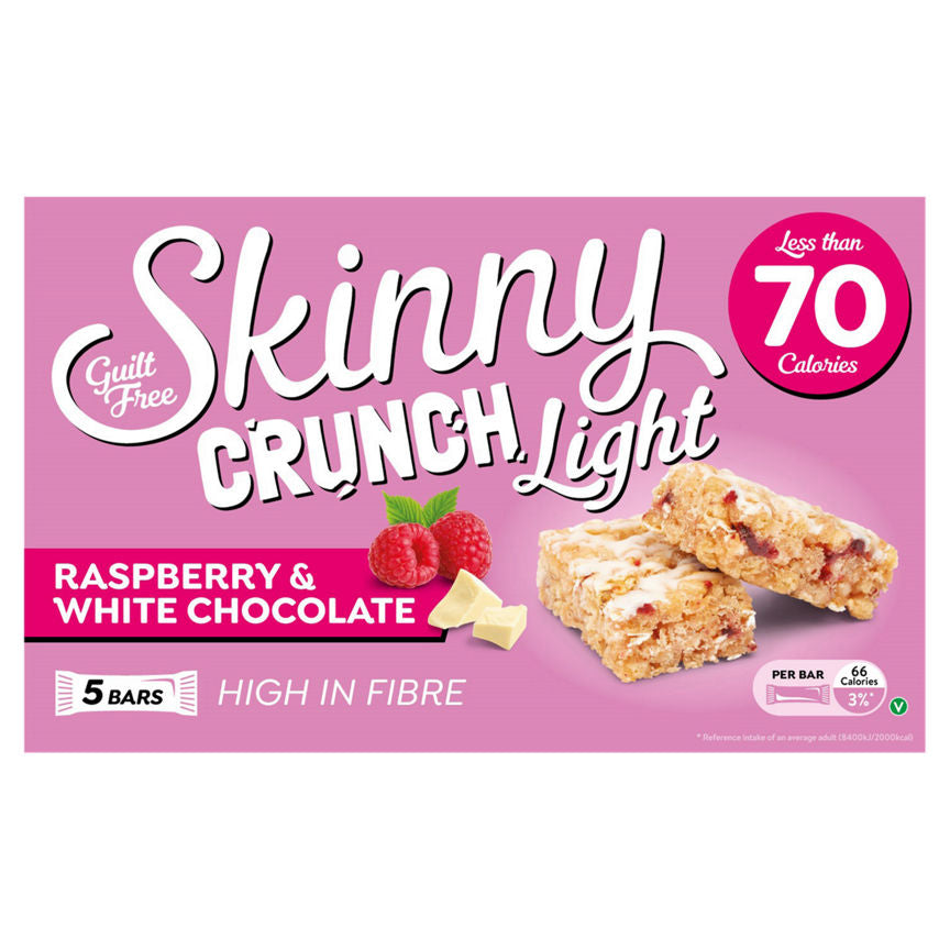 Skinny Crunch Light Raspberry & White Chocolate Bars 5x Biscuits, Crackers & Bread ASDA   