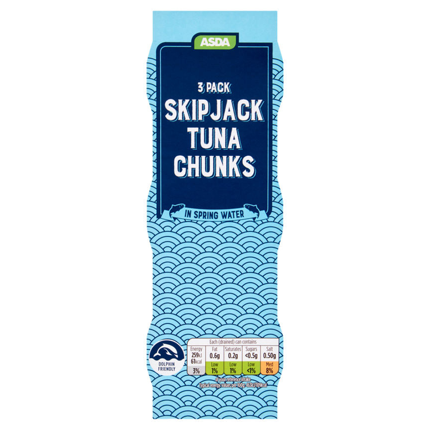 ASDA Skip Jack Tuna Chunks in Spring Water 3 x 80g Canned & Packaged Food ASDA   