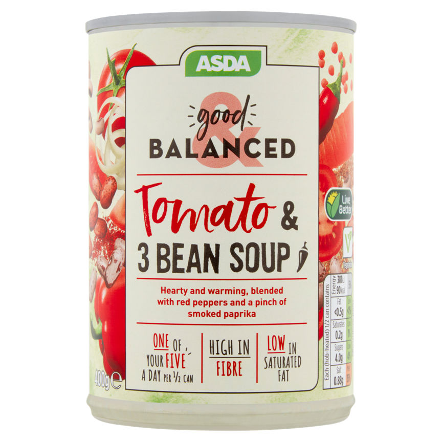 ASDA Slimzone Tomato & Three Bean Soup Canned & Packaged Food ASDA   