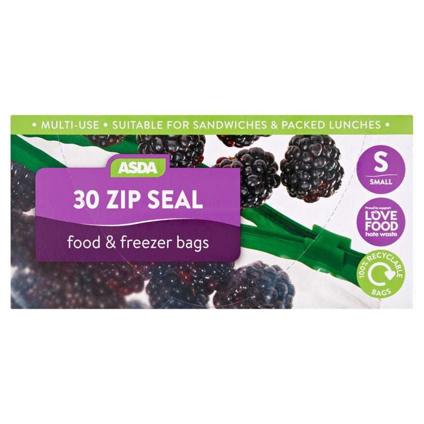 ASDA 30 Zip Seal Food & Freezer Bags Small