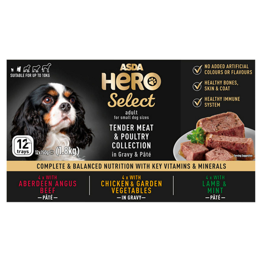 Asda Hero Select Adult Tender Meat & Poultry Collection in Gravy & Pâté Dog Food & Accessories ASDA   