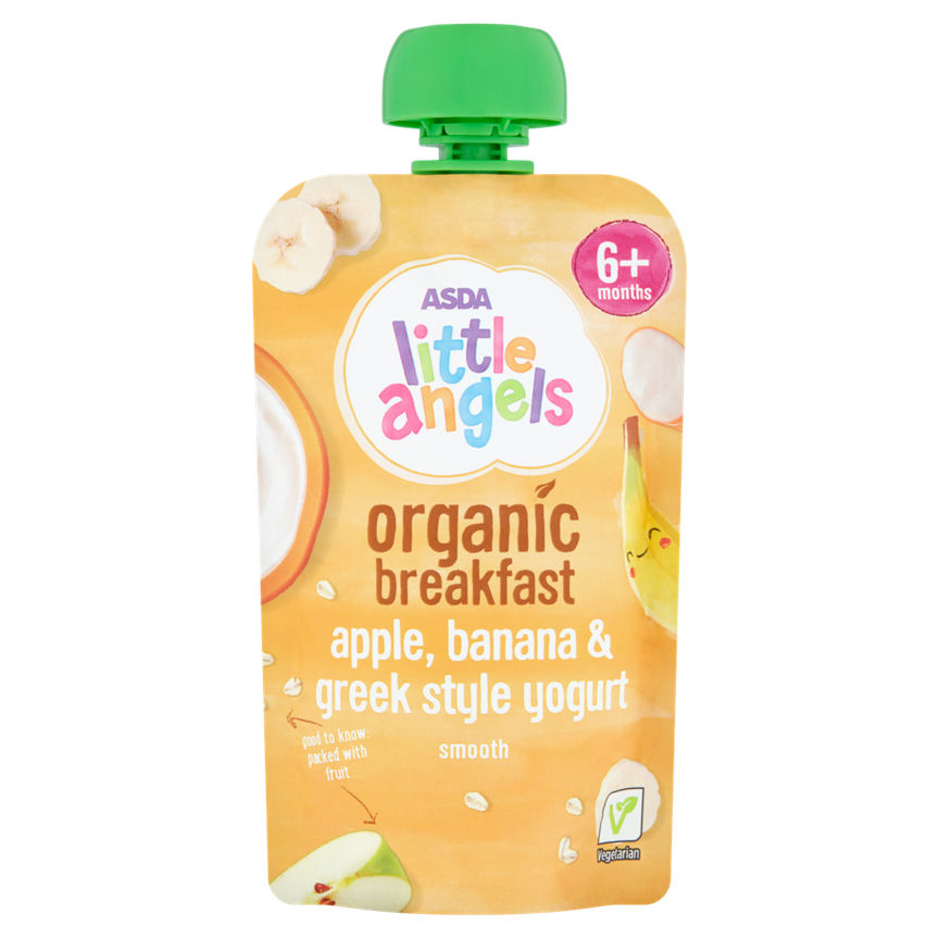 ASDA Little Angels Organic Breakfast Apple, Banana & Greek Style Yogurt 6+ Months