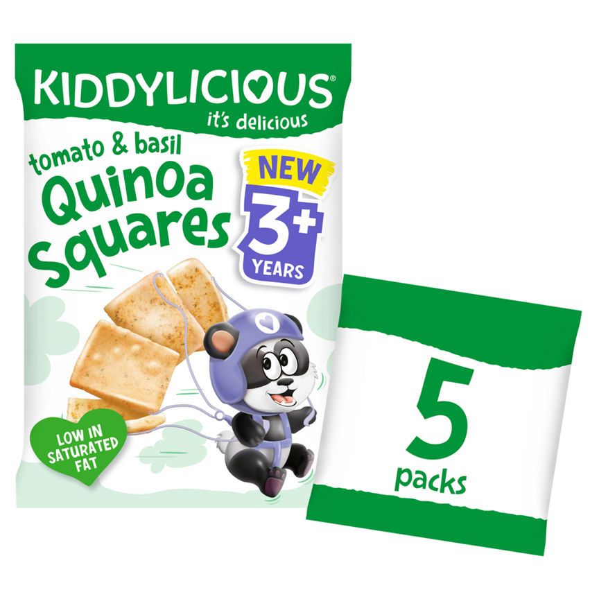 Kiddylicious Tomato & Basil Quinoa Squares 3+ Years 5 Pack