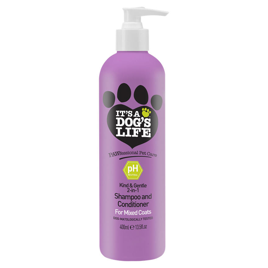 It's a Dog's Life Pawfessional Pet Care Kind & Gentle 2in1 Shampoo All Coats Dog Food & Accessories ASDA   