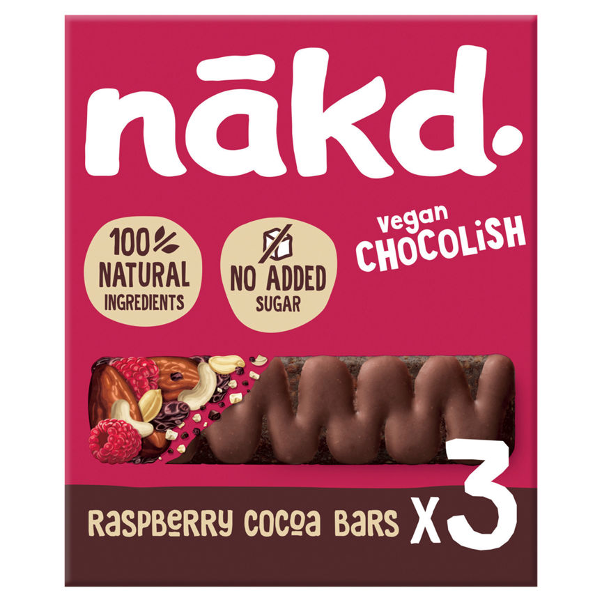 Nakd Raspberry Cocoa Chocolish Raw Fruit & Nut Bars 3x