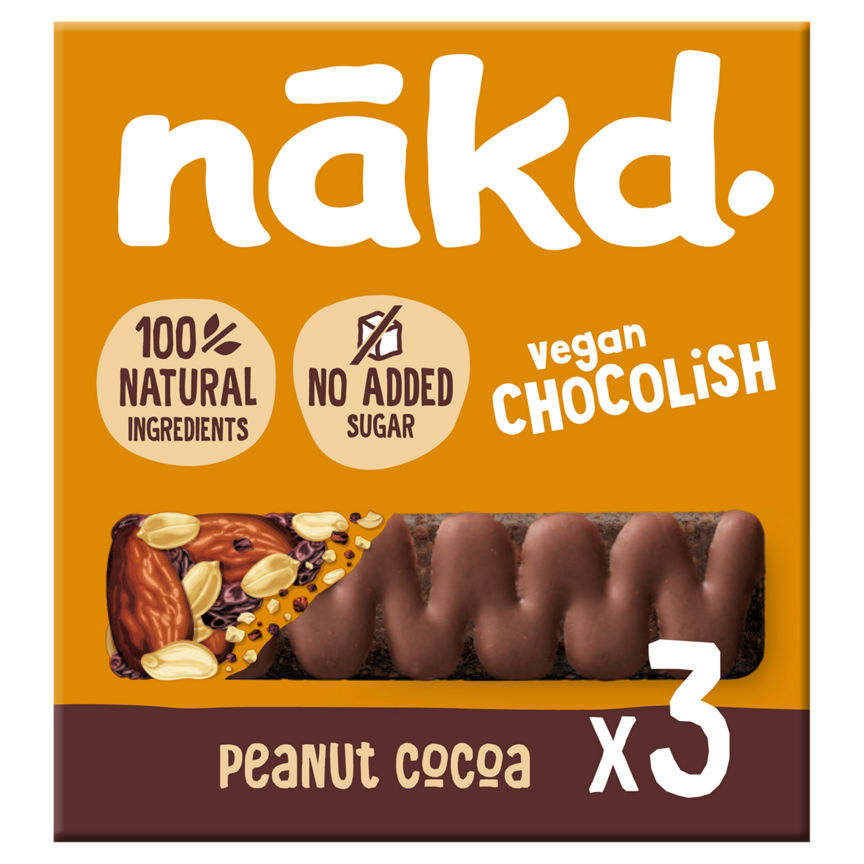 Nakd Raw Fruit & Nut Bars Peanut Cocoa 3x