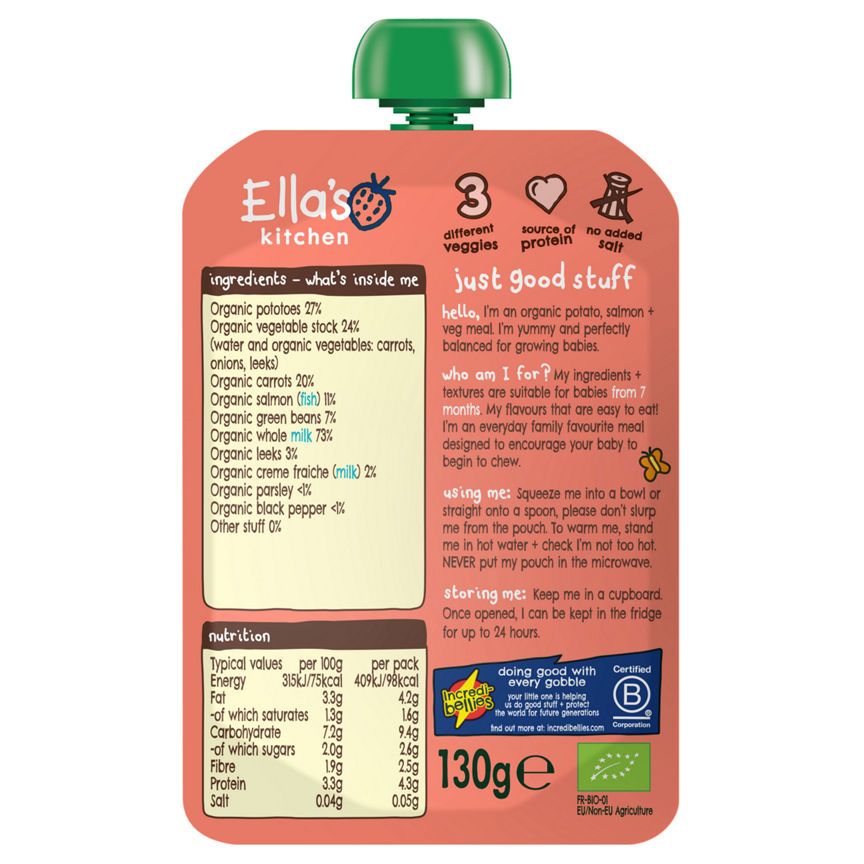 Ella's Kitchen Organic Fish Pie Baby Pouch 7+ Months Baby Food ASDA   