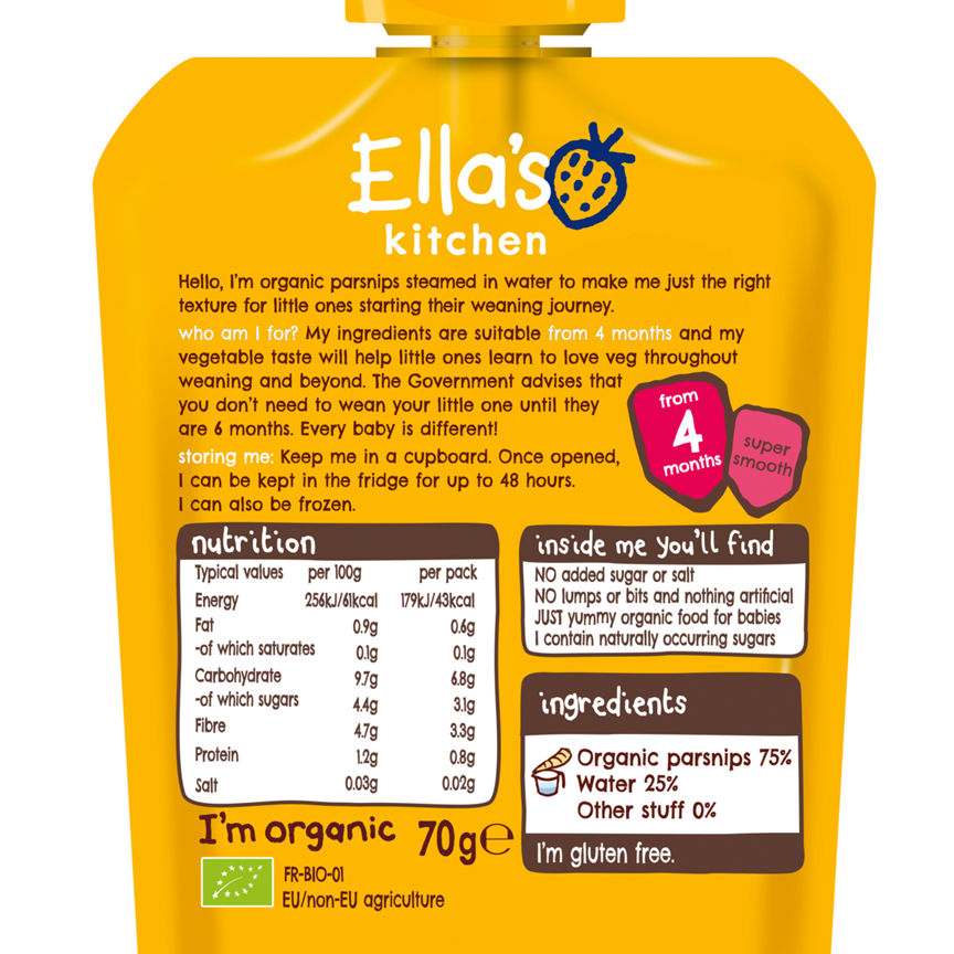 Ella's Kitchen Organic Parsnips First Tastes Baby Pouch 4+ Months