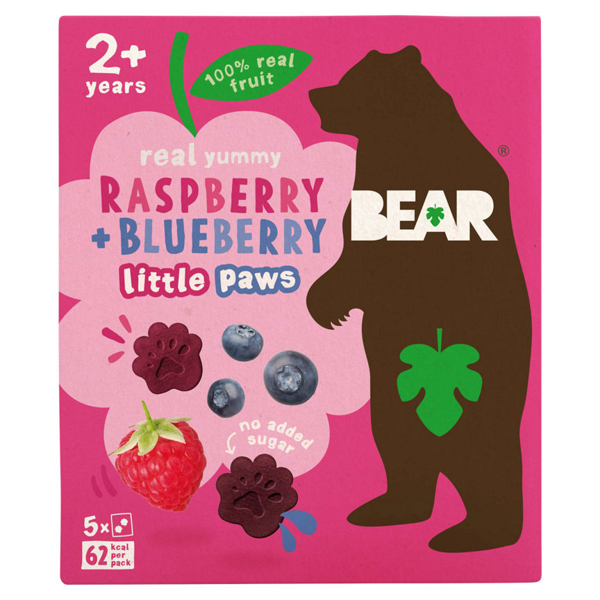 BEAR Pure Fruit Paws Raspberry & Blueberry 5 Pack GOODS ASDA   