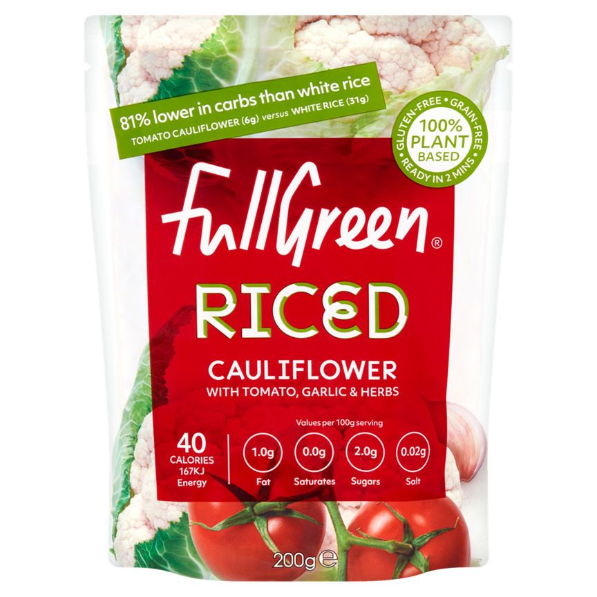 Fullgreen Riced Cauliflower + Tomato, Garlic & Herb Rice, Pasta & Noodles ASDA   