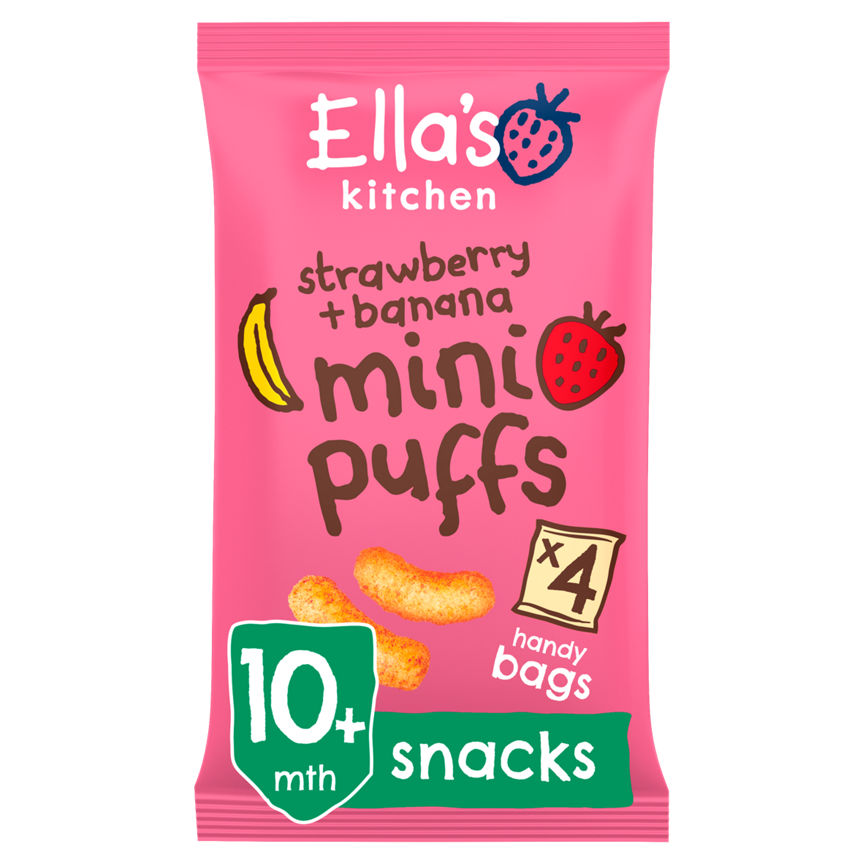 Ella's Kitchen Organic Strawberry and Banana Mini Puffs Multipack Baby Snack 10+ Months