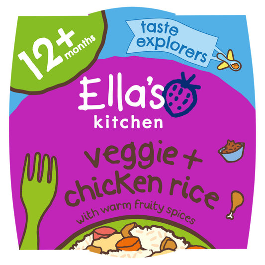 Ella's Kitchen Veggie + Chicken Rice with Warm Fruity Spices 12+ Months Baby Food ASDA   
