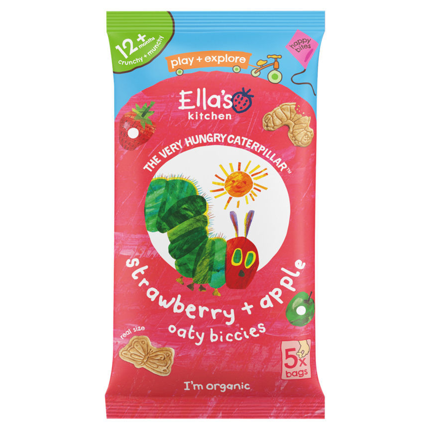 Ella's Kitchen Strawberry + Apple Oaty Biccies 12+ Months 5x Baby Food ASDA   