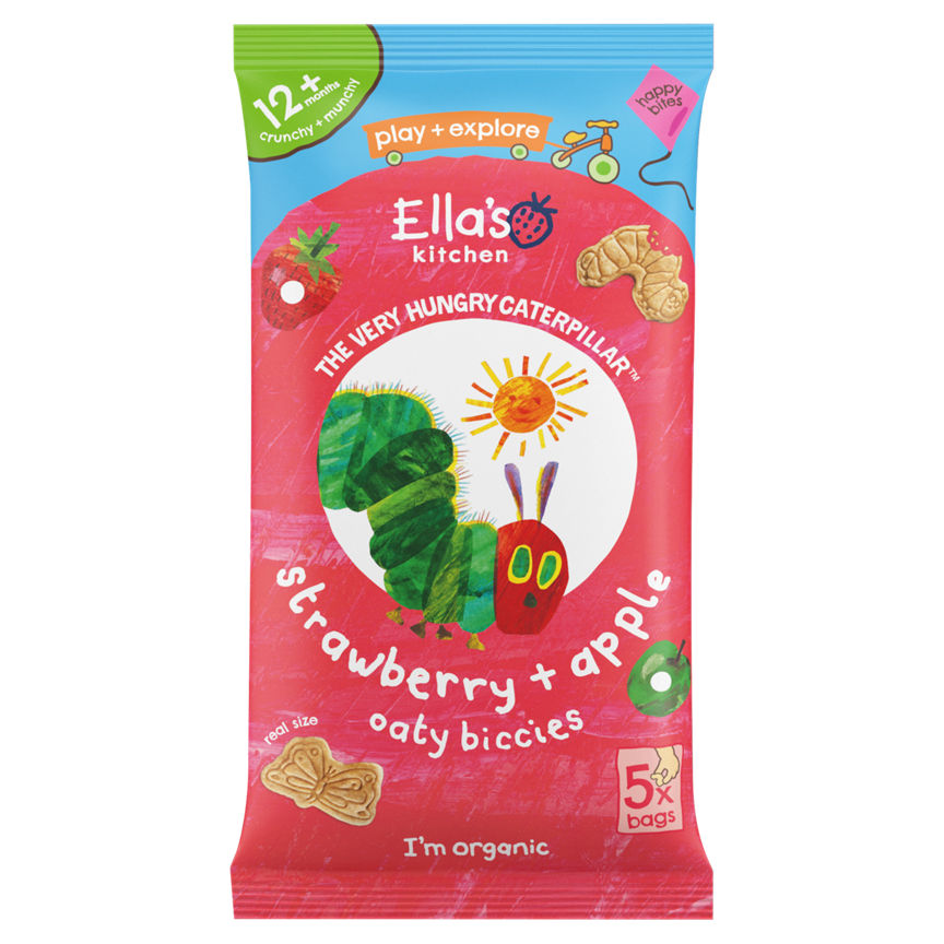 Ella's Kitchen Strawberry + Apple Oaty Biccies 12+ Months 5x GOODS ASDA   