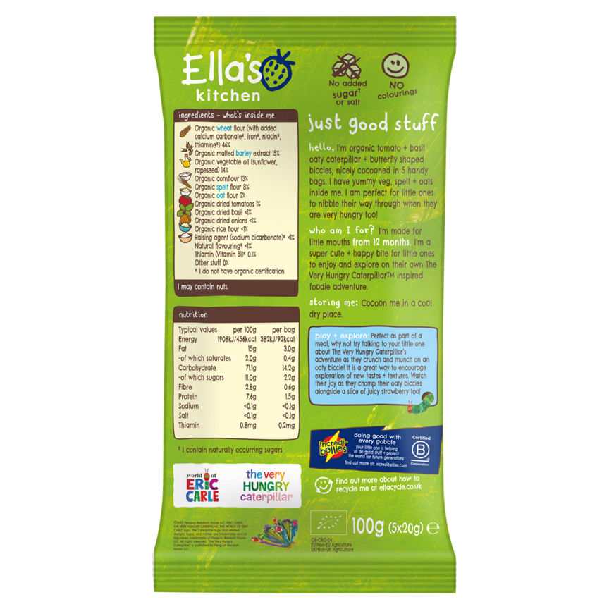 Ella's Kitchen Tomato + Nice Green Leaf Oaty Biccies 12+ Months 5x