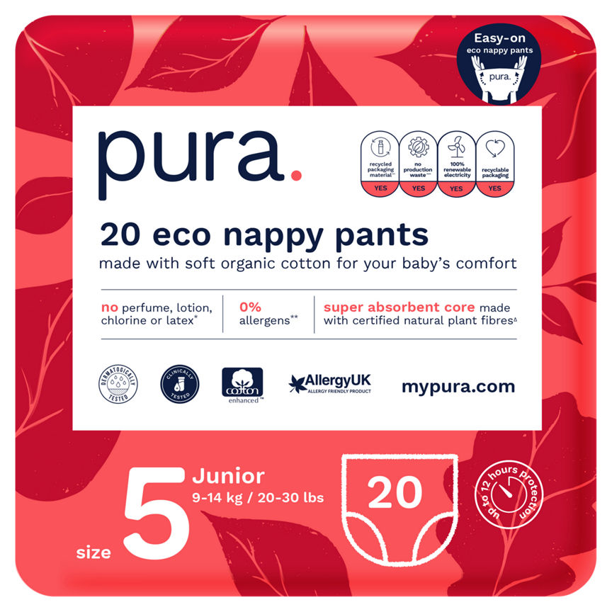 Pura Eco Nappy Pants Size 5 Nappies & Wipes ASDA   