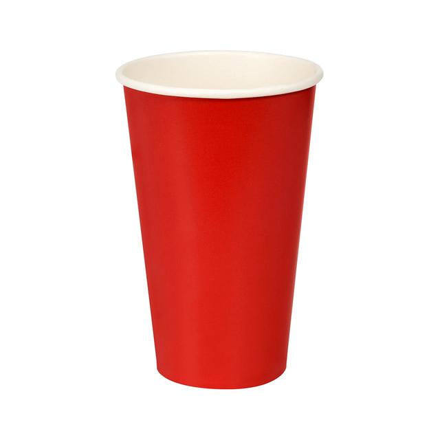 Red Compostable Paper Cups, 500ml