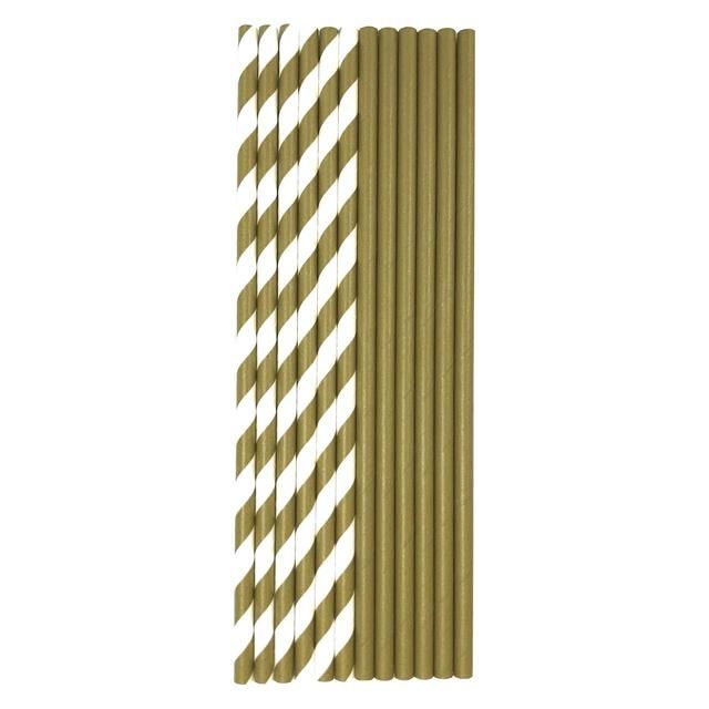 Gold & White Recyclable Bio Straws