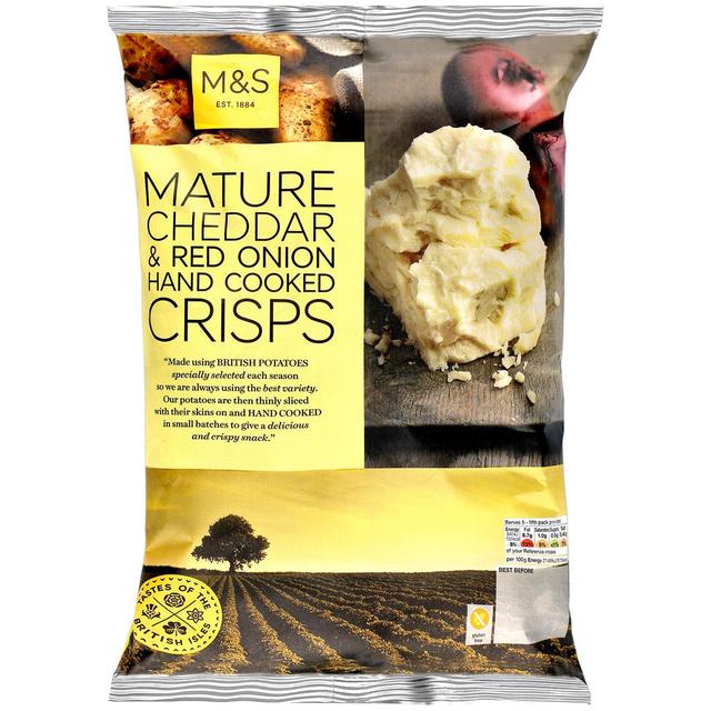 M&S Mature Cheddar & Red Onion Hand Cooked Crisps GOODS M&S   