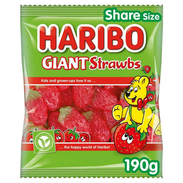 Haribo Giant Strawberry Sweets Bag 190g - McGrocer