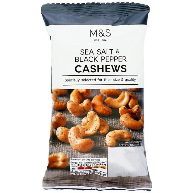 M&S Sea Salt & Black Pepper Cashews Food Cupboard M&S Default Title  