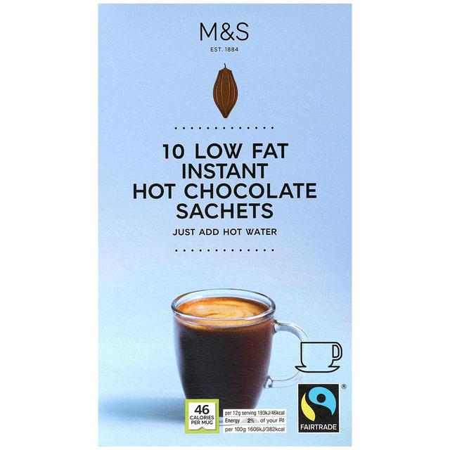 M&S Fairtrade Low Fat Instant Hot Chocolate Sachets