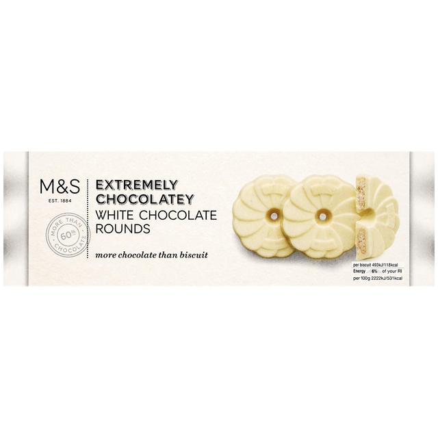 M&S Extremely Chocolatey White Chocolate Rounds Biscuits, Crackers & Bread M&S   